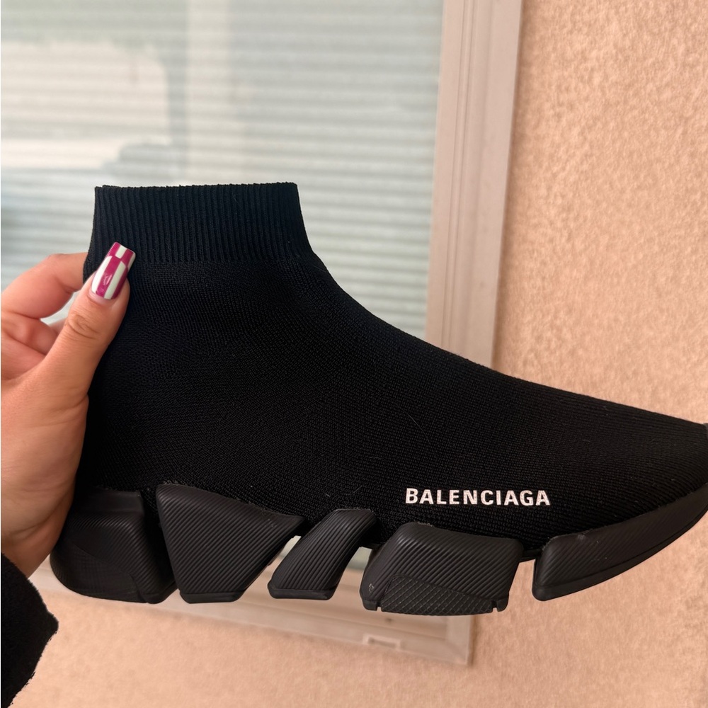 Balenciaga Black Sock-Style Speed Trainer Sneaker